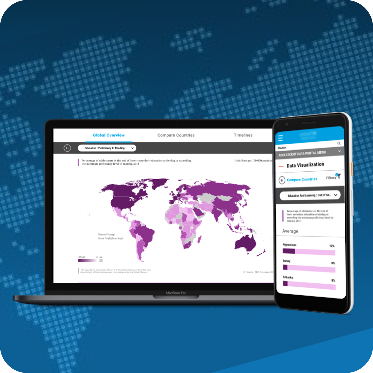 Children's data visualisation portal with world map