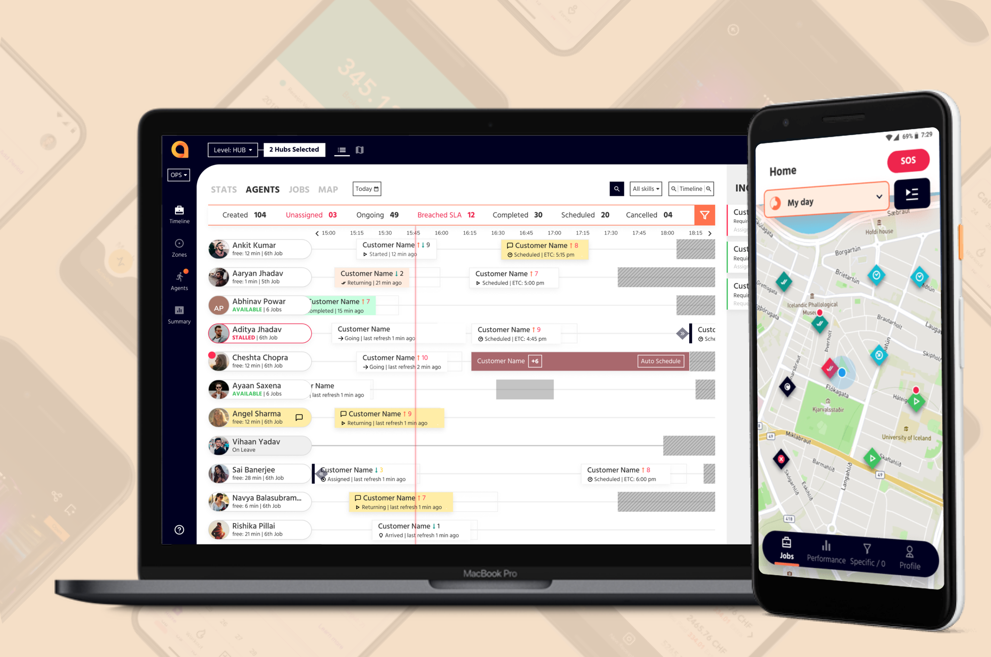 Digital Design work — enterprise and mobile product screens